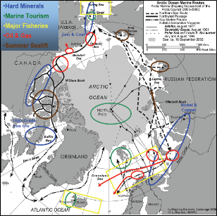북극지역의 자원분포 및 선박의 항로