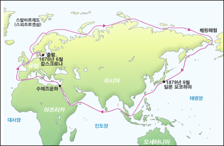 노르덴시월드의 북극해 항로 개척 루트
