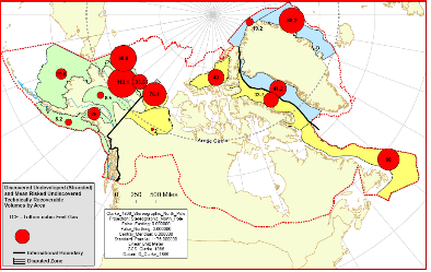 2011 북극 천연가스 매장 추정량 지도